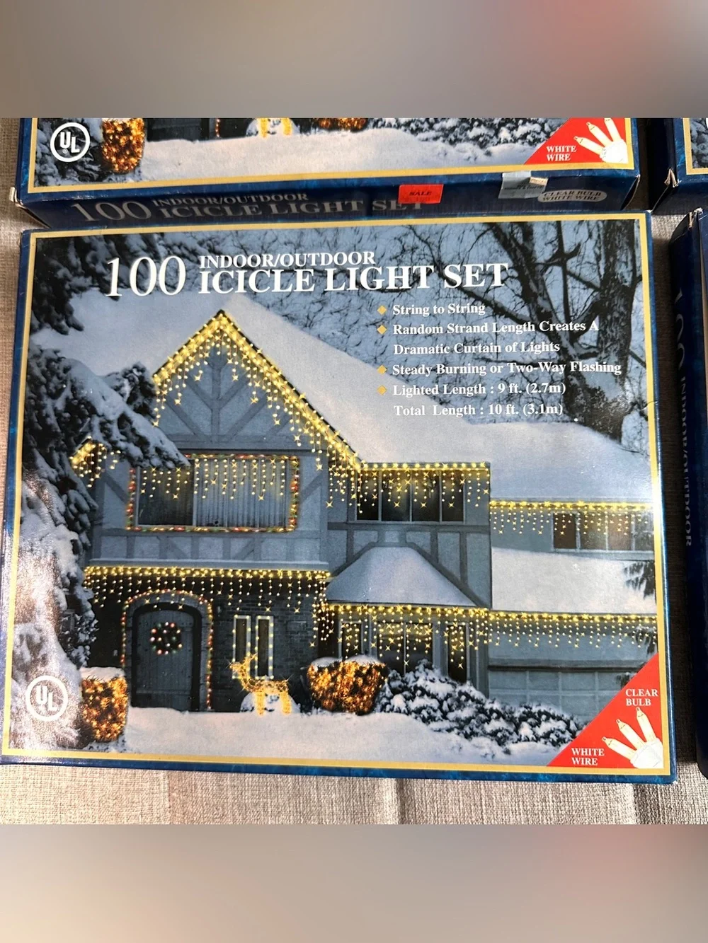 VTG 100 Indoor/Outdoor Clear Curtain Icicle Light Set 10 FT 4 Boxes Tested NEW
